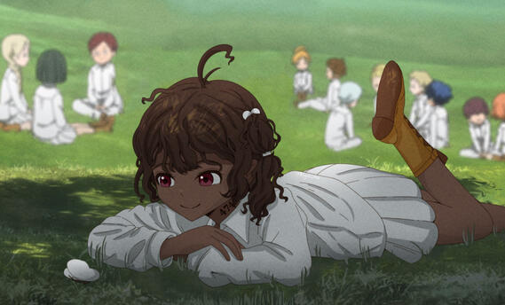 Background not drawn by me, edited the mc out of it. It's from the anime "the promised neverland"